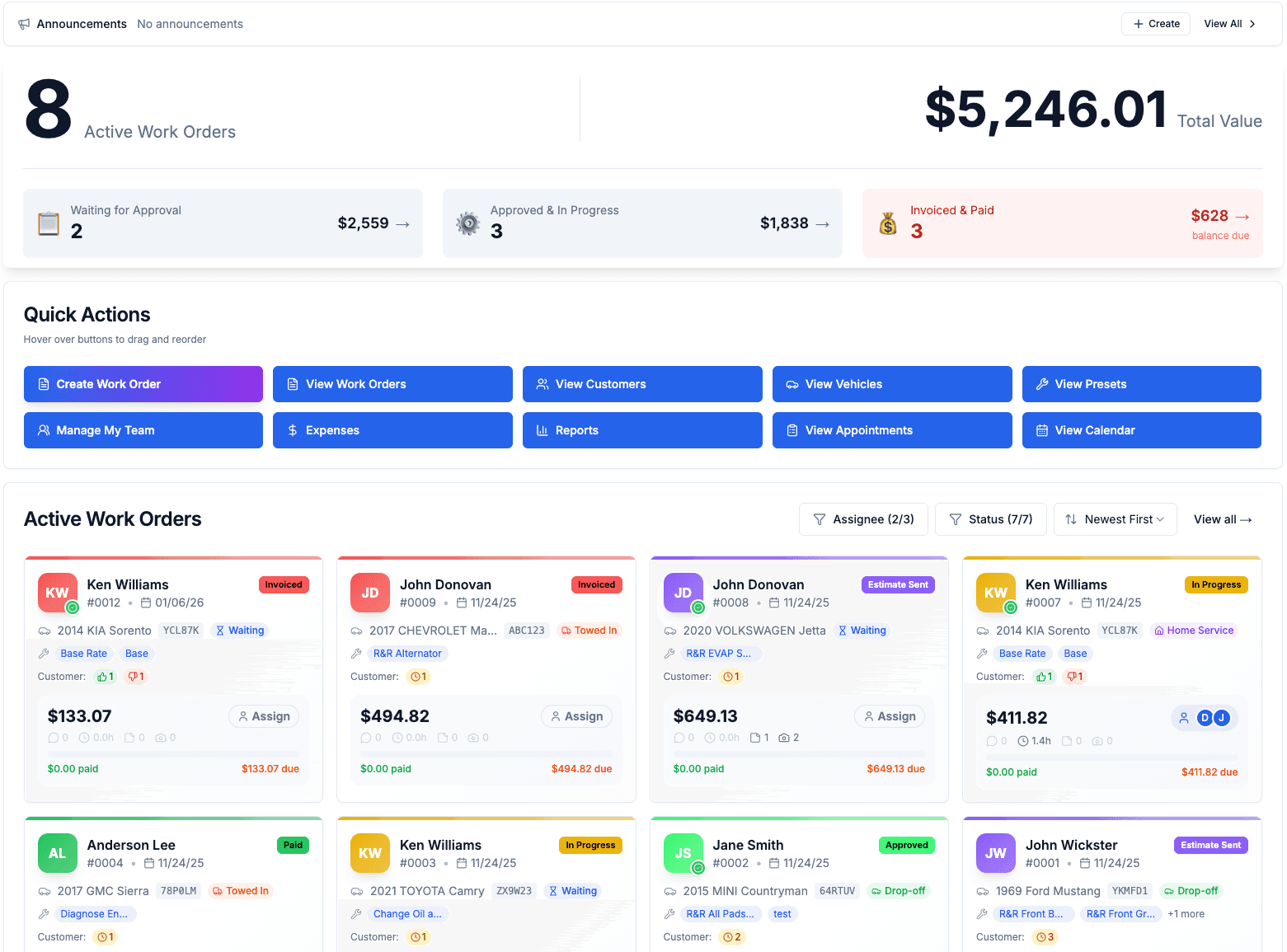 Quotera Dashboard - Light Mode
