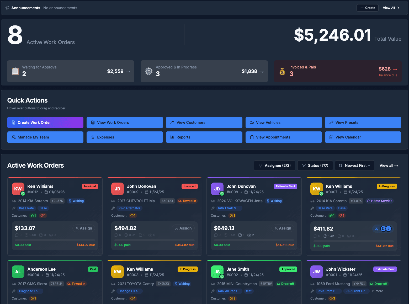 Quotera Dashboard - Dark Mode